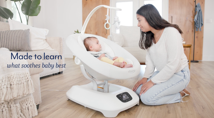 Убаюкивающий центр-шезлонг для младенцев Graco Eluma Sway 4 движения качания, белый шум, 10 успокоительных мелодий, 3 положения спинки