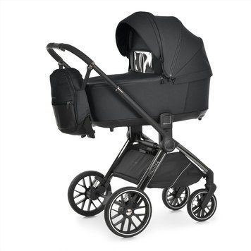 Універсальна коляска 2в1 El Camino Prestige ME 1124-3 Black з реверсивним блоком, великі колеса, амортизація, компактне складання