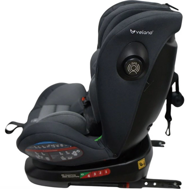 Автокрісло VELANO Aura i-Size ISOFIX grey з поворотом на 360, сигнал непристебнутого ременя, подушка для новонароджених, ремінь Top Tether