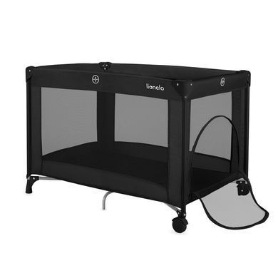 Манеж Lionelo AMELIE BLACK CARBON з компактним складанням, легка вага, сумка для транспортування, матрац із піни T25
