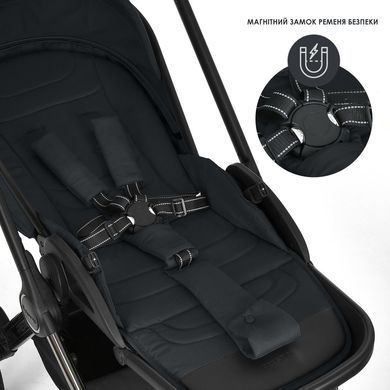 Універсальна коляска 2в1 El Camino Prestige ME 1124-3 Black з реверсивним блоком, великі колеса, амортизація, компактне складання