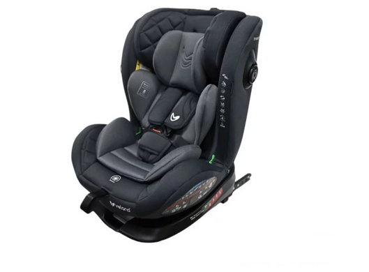 Автокрісло VELANO Aura i-Size ISOFIX grey з поворотом на 360, сигнал непристебнутого ременя, подушка для новонароджених, ремінь Top Tether