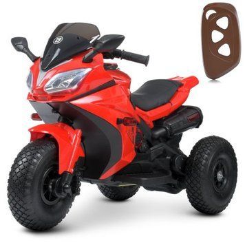 Електромотоцикл дитячий Bambi Racer M 4840ALR-3 червоний з пультом керування, передні фари зі світлом, звукові ефекти