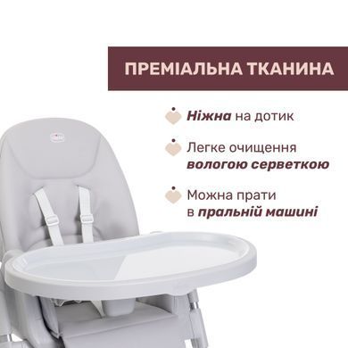 Стільчик для годування Chicco Polly Armonia White з колесами для переміщення, компактне складання, 3 рівні нахилу спинки
