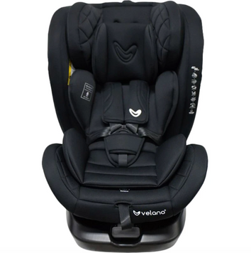 Автокрісло VELANO Aura i-Size ISOFIX black з поворотом на 360, сигнал непристебнутого ременя, подушка для новонароджених, ремінь Top Tether