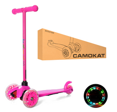 Детский самокат iTrike MINI BB 3-013-5-P с светящимися колесами розовый