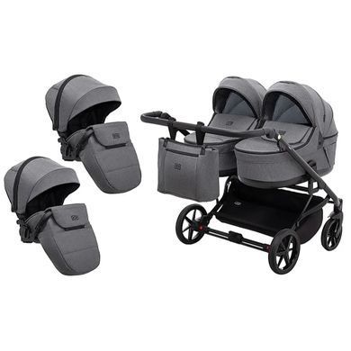 Коляска 2 в 1 для двойни Adamex Leo Duo Tip TК-57 Graphite