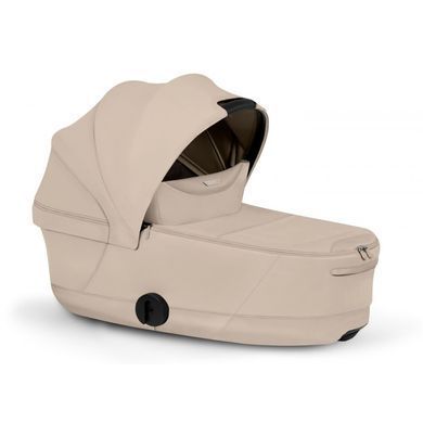 Коляска 2в1 Cybex Priam Style Collection 5.0 Cozy Beige шасси Rosegold с реверсивным блоком, большие колеса, ремни безопасности One Pull, складывание люльки с шасси