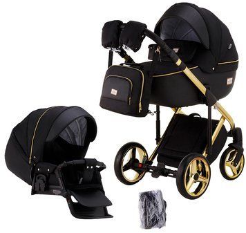 Універсальна коляска 2 в 1 Adamex Luciano Polar (Gold) Q85 Чорний - Чорна шкіра (видавлена точка)