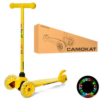 Дитячий самокат iTrike MINI BB 3-013-5-Y з колесами,що світяться жовтий