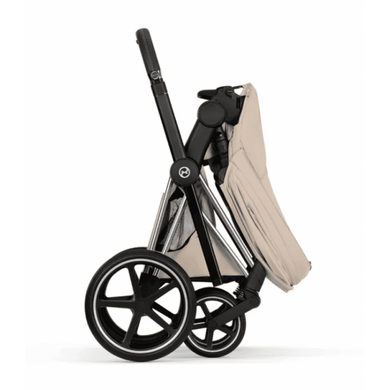 Коляска 2в1 Cybex Priam Style Collection 5.0 Cozy Beige шасі Chrome з реверсивним блоком, великі колеса, ремені безпеки One Pull, складання люльки з шасі