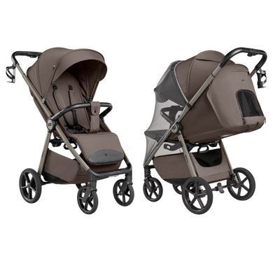 Прогулянкова коляска Carrello Bravo Lite Deluxe CRL-5529 Derby Brown великі колеса, легке складання, з LED підсвідкою