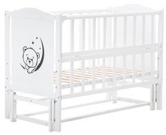 Ліжко Babyroom Тедді Т-02 фігурний бильце, маятник поздовжній, відкидний бік, білий