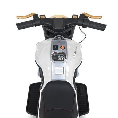 Дитячий електромотоцикл Bambi Racer M 5048EL-1 чорно-білий з акумулятором, 2 мотори, передні та задні фари зі світлом, музика