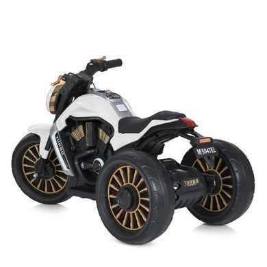 Дитячий електромотоцикл Bambi Racer M 5048EL-1 чорно-білий з акумулятором, 2 мотори, передні та задні фари зі світлом, музика