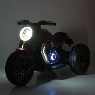 Дитячий електромотоцикл Bambi Racer M 5048EL-1 чорно-білий з акумулятором, 2 мотори, передні та задні фари зі світлом, музика