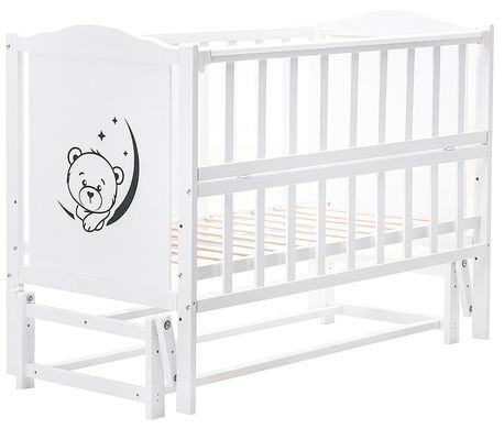 Ліжко Babyroom Тедді Т-02 фігурний бильце, маятник поздовжній, відкидний бік, білий
