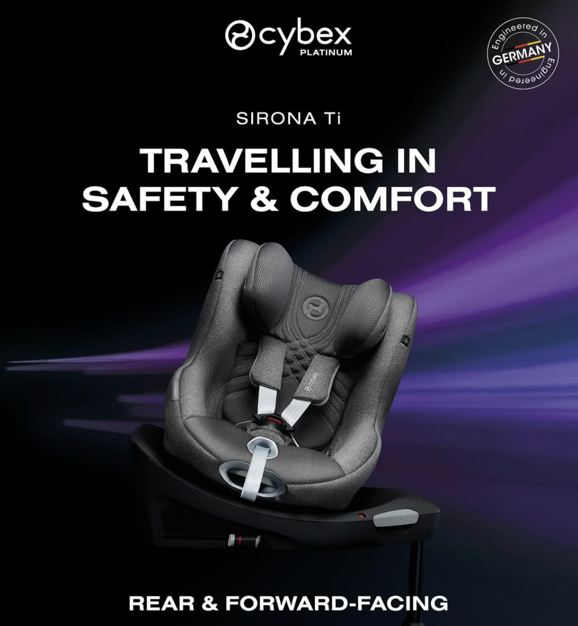 новинка 2026 року обертове на 360 автокрісло Cybex Sirona Ti Plus з ISOFIX та опорною ніжкою